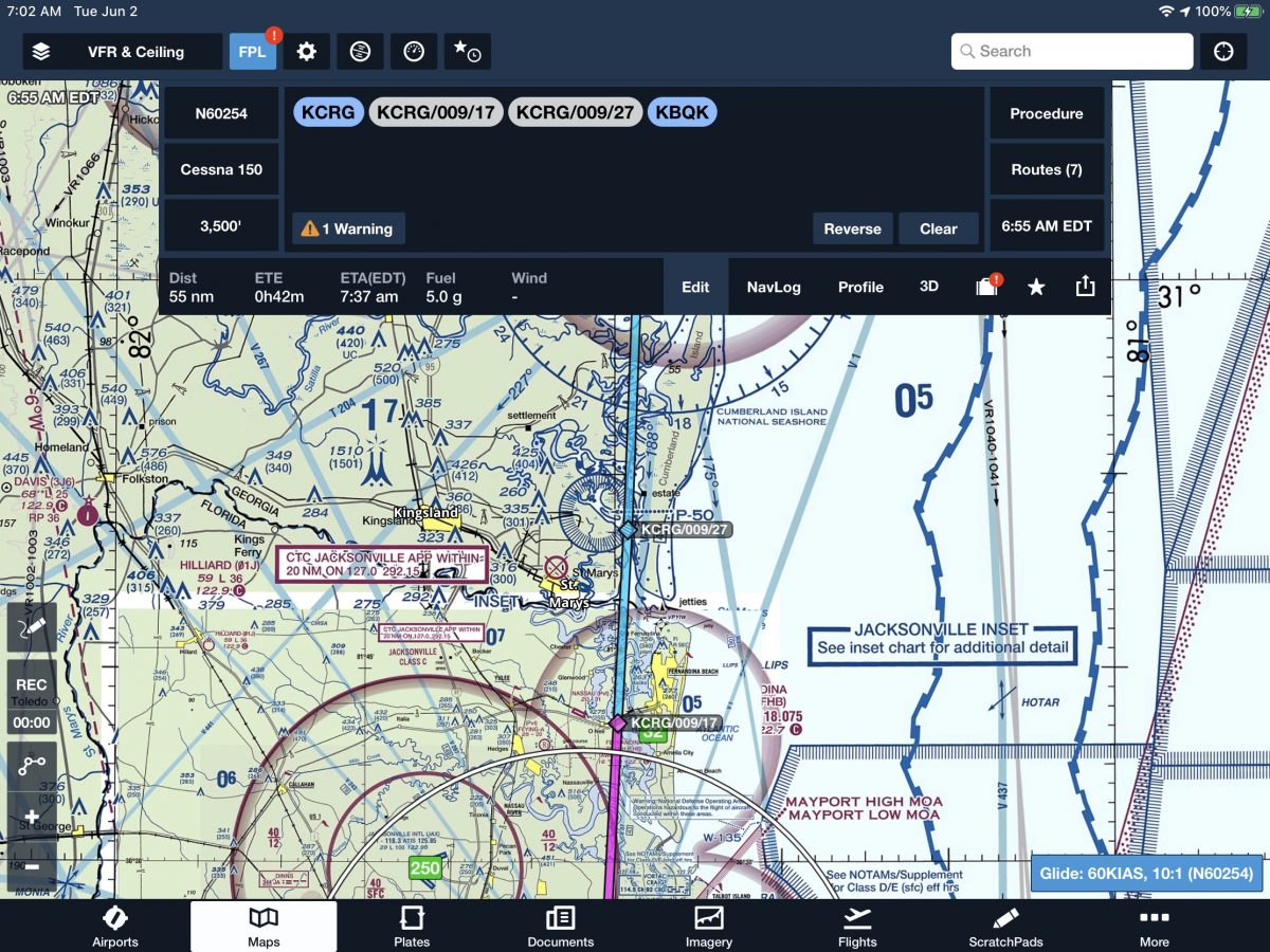 ForeFlight VFR Navigation Log Holladay Aviation